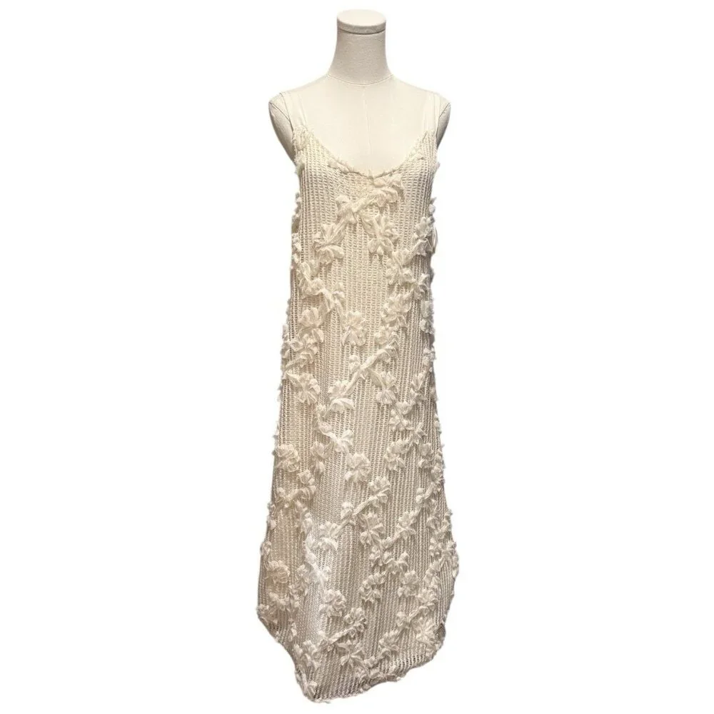 NWT En Saison Reese Floral Appliqué Crochet Ivory Maxi Dress Womens Large - Picture 4 of 14